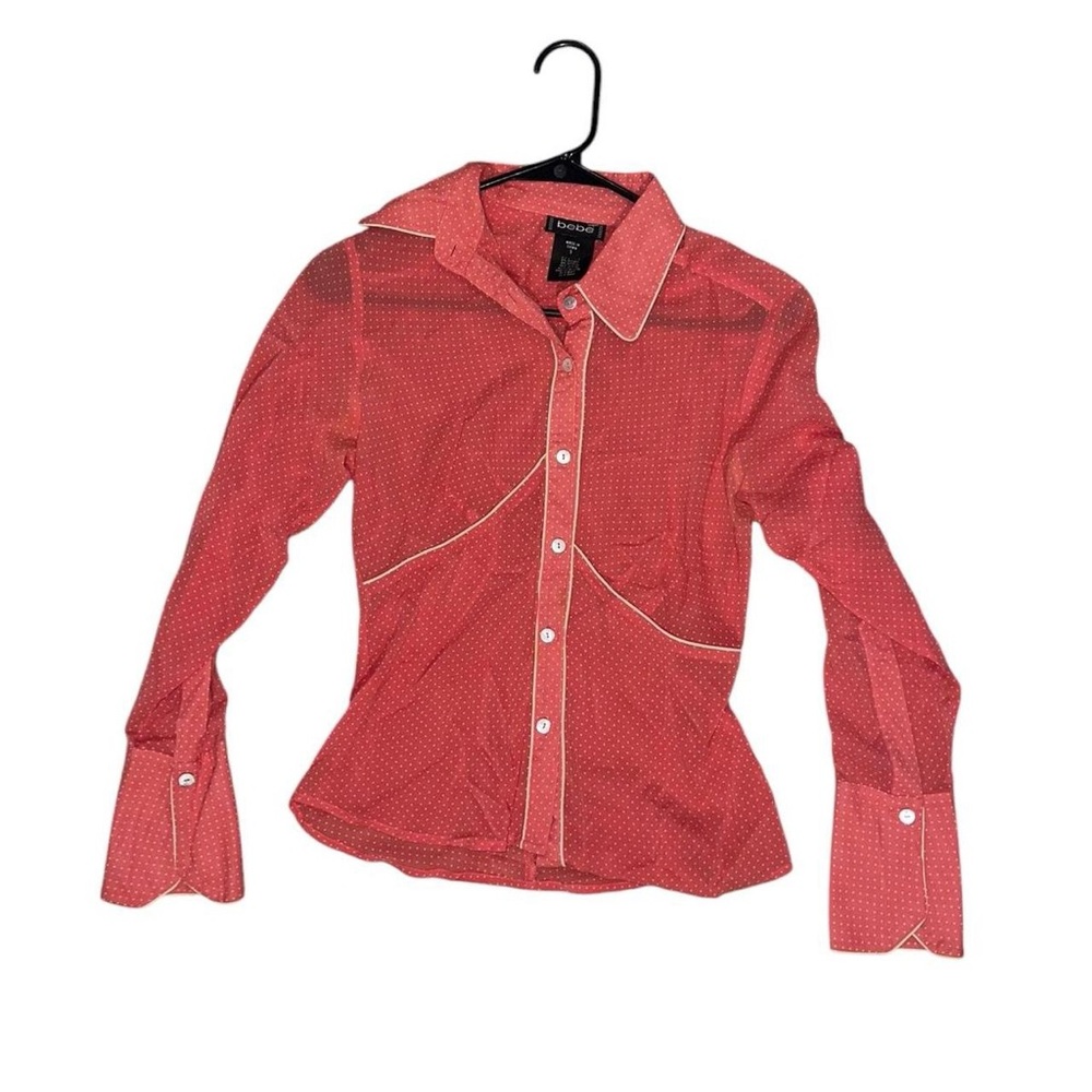 Sheer Pink Bebe Button-Up with Western Stitching and Pearlized Buttons
